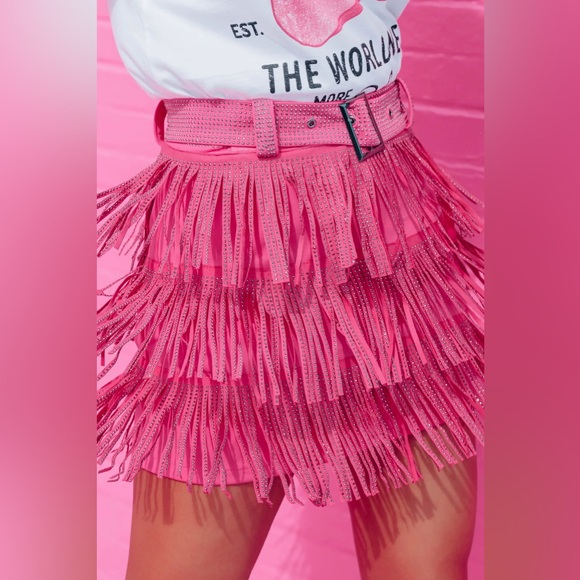 Pink Rhinestone Fringe Set - Picture 6 of 9